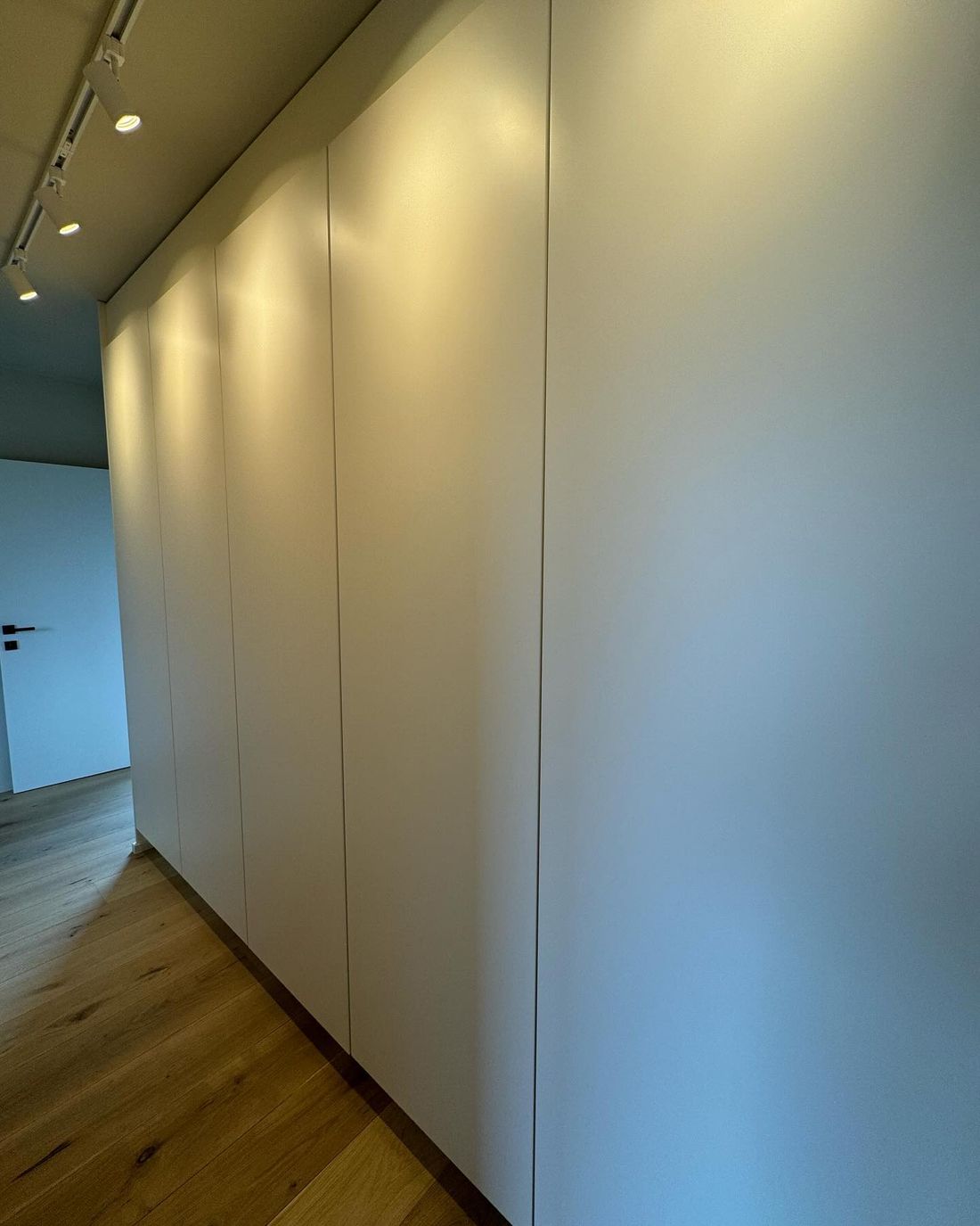 Kamerhoge greeploze kastenwand in lichtgrijs